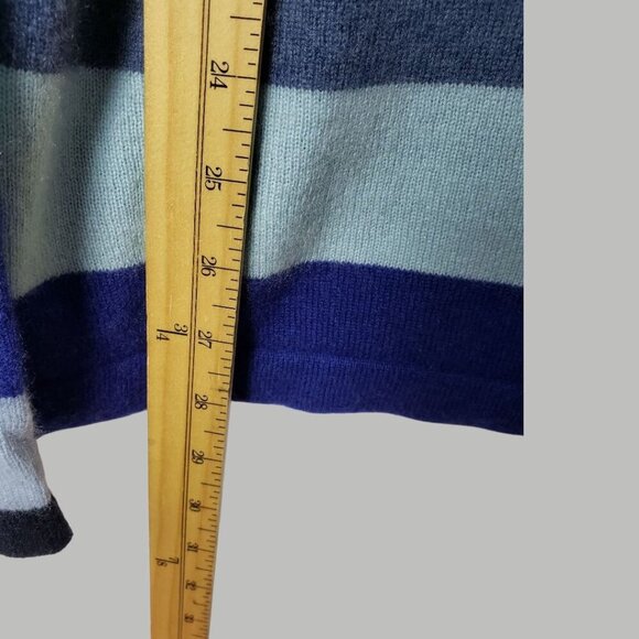 Qi Cashmere Pullover Striped Sweater Multicolor Blue Green & Brown XLarge - Picture 7 of 8